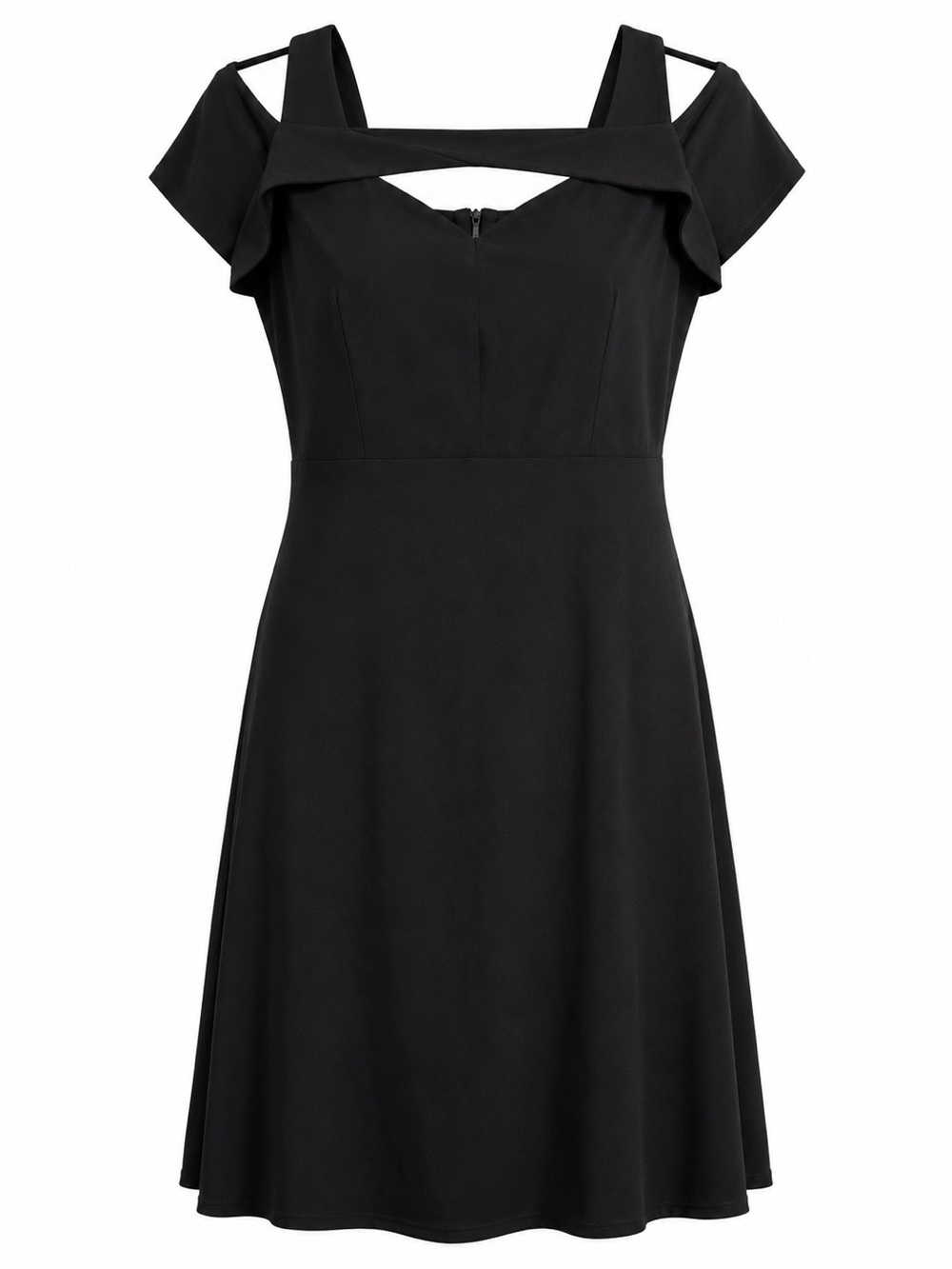 Night Way Collections Black Cold-Shoulder Fit & Flare Mini Dress